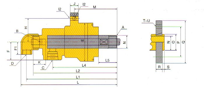 QRS-G型旋轉接頭規格尺寸示意圖