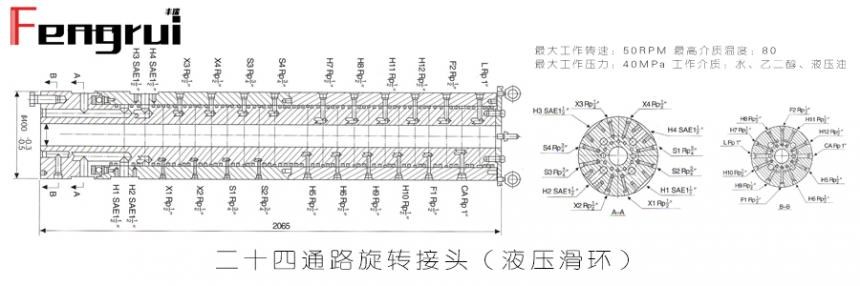 二十四通路液壓旋轉(zhuǎn)接頭內(nèi)部結(jié)構(gòu)(液壓滑環(huán))
